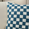 Capa de Almofada em Tear Alto Relevo Cru C/ Xadrez Azul Marinho 45x45cm com Zíper Invisível
