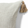 Capa de Almofada em Tear Cru C/Bege e Tons Terrosos com Pompom nas Pontas 45x45cm
