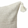 Capa de Almofada em Tear Cru C/Mescladinho Bege e Pompom nas Pontas 45x45cm