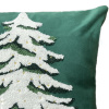 Capa de Almofada em Veludo Verde C/Bordado de Pinheiro C/Neve 45x45cm