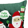 Capa de Almofada em Veludo Verde C/Bordado Natalino 45x45cm