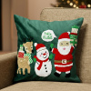 Capa de Almofada em Veludo Verde C/Bordado Natalino 45x45cm