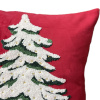 Capa de Almofada em Veludo Vermelho C/Bordado de Pinheiro C/Neve 45x45cm