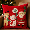 Capa de Almofada em Veludo Vermelho C/Bordado Natalino 45x45cm