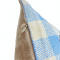 Capa de Almofada Estampada Efeito Bordado Páscoa Xadrez Azul e Coelhinho