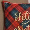 Capa de Almofada Natalina Dupla Face Feliz Natal C/Xadrez Floral