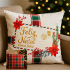 Capa de Almofada Natalina Dupla Face Feliz Natal Envelope