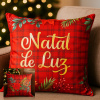 Capa de Almofada Natalina Dupla Face Xadrez Floral Natal de Luz