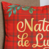 Capa de Almofada Natalina Dupla Face Xadrez Floral Natal de Luz