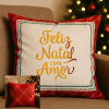 Capa de Almofada Natalina Dupla Face Xadrez Vermelho Feliz Natal C/Amor