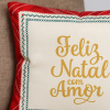 Capa de Almofada Natalina Dupla Face Xadrez Vermelho Feliz Natal C/Amor