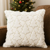 Capa de Almofada Natalina em Pelo de Coelho Branco C/Árvores em Alto Relevo