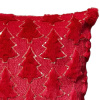 Capa de Almofada Natalina em Pelo de Coelho Vermelho C/Árvores em Alto Relevo