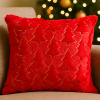 Capa de Almofada Natalina em Pelo de Coelho Vermelho C/Árvores em Alto Relevo