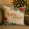 Capa de Almofada Natalina em Tear Feliz Natal Dourado