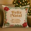 Capa de Almofada Natalina em Tear Feliz Natal Dourado II