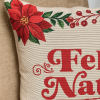 Capa de Almofada Natalina em Tear Feliz Natal Floral Vermelho