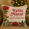 Capa de Almofada Natalina em Tear Feliz Natal Vermelho