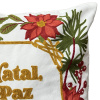 Capa de Almofada Natalina em Tear Natal, Paz e União C/Floral 45cm x 45cm