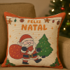 Capa de Almofada Natalina em Tear Noel C/Saco de Presente