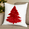 Capa de Almofada Natalina em Veludo Branco C/Árvore em Pelo de Coelho Vermelho 45cm x 45cm