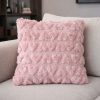 Capa de Almofada Pelucia Coração Alto Relevo Rosa Claro