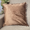 Capa de Almofada Suede C/Franja Marrom
