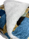 Coberdrom Casal Queen Dupla Face - Soft C/Sherpa Toque Lã de Carneiro  2,40m x 2,20m  Estampado Quadriculado Azul e Nude