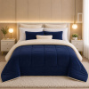 Coberdrom Dupla Face Sherpa 2,40mt X 2,20mt Casal Queen Azul Marinho