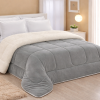 Coberdrom Dupla Face Sherpa 2,40mt X 2,20mt Casal Queen Cinza