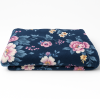 Coberta Manta Casal Microfibra Anti Alérgico Azul Escuro C/ Florzinha Amarela