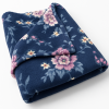 Coberta Manta Casal Microfibra Anti Alérgico Azul Escuro C/ Florzinha Amarela