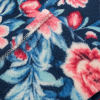 Coberta Manta Casal Microfibra Anti Alérgico Azul Escuro C/ Rosa Vermelha