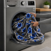 Coberta Manta Casal Microfibra Anti Alérgico Floral Azul C/Cinza