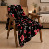 Coberta Manta Casal Microfibra Anti Alérgico Marrom C/Floral Vermelho