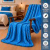 Coberta Manta Soft Canelada Casal Antialérgica Azul Claro 1,80m x 2,00m