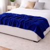 Coberta Manta Soft Canelada Casal Antialérgica Azul Marinho 1,80m x 2,00m