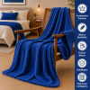 Coberta Manta Soft Canelada Casal Antialérgica Azul Marinho 1,80m x 2,00m
