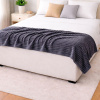 Coberta Manta Soft Canelada Casal Antialérgica Grafite 1,80m x 2,00m