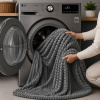 Coberta Manta Soft Canelada Casal Antialérgica Grafite 1,80m x 2,00m