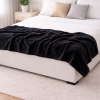 Coberta Manta Soft Canelada Casal Antialérgica Preto 1,80m x 2,00m