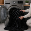 Coberta Manta Soft Canelada Casal Antialérgica Preto 1,80m x 2,00m