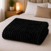 Coberta Manta Soft Canelada Casal Antialérgica Preto 1,80m x 2,00m
