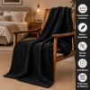 Coberta Manta Soft Canelada Casal Antialérgica Preto 1,80m x 2,00m