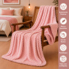 Coberta Manta Soft Canelada Casal Antialérgica Rosa Claro 1,80m x 2,00m