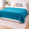 Coberta Manta Soft Canelada Casal Antialérgica Turquesa 1,80m x 2,00m