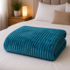 Coberta Manta Soft Canelada Casal Antialérgica Turquesa 1,80m x 2,00m