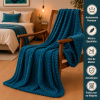 Coberta Manta Soft Canelada Casal Antialérgica Turquesa 1,80m x 2,00m