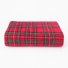 Coberta Manta Soft Casal Microfibra Anti Alérgico Xadrez Vermelho C/ Detalhe Verde