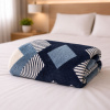 Coberta Manta Soft Casal Microfibra Estampada Geometrica Tons de Azul